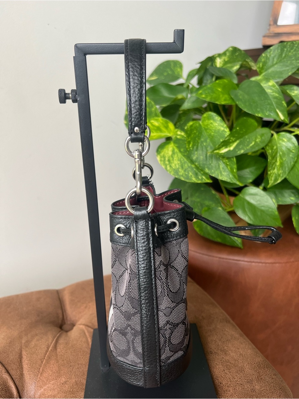 Coach C8322 Mini Dempsey Bucket Bag In Signature Jacquard with Stripe and Coach - Picture 5 of 8